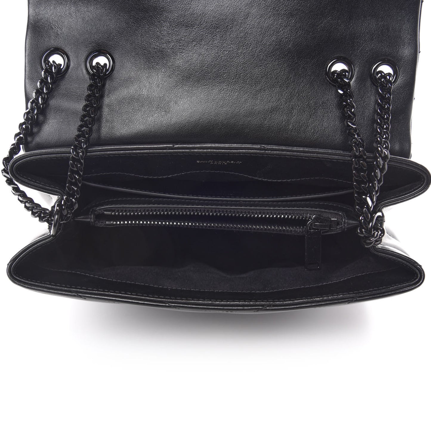 Calfskin Y Quilted Monogram Small Loulou Chain Satchel Black