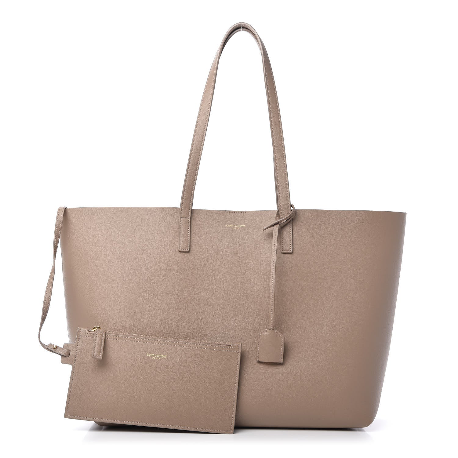 Saint Laurent Calfskin Large Shopping Tote Dark Beige 1 of 9