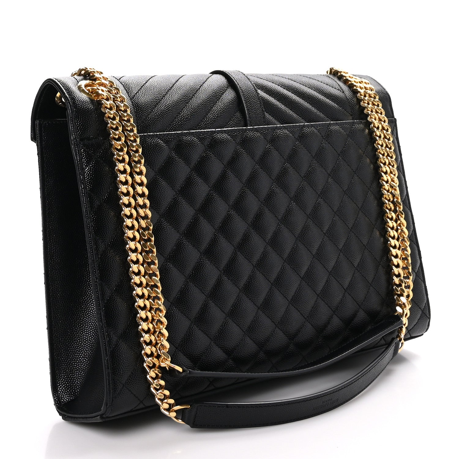 Saint Laurent Grain De Poudre Textured Mixed Matelasse Large Triquilt Monogram Satchel Black 3 of 10
