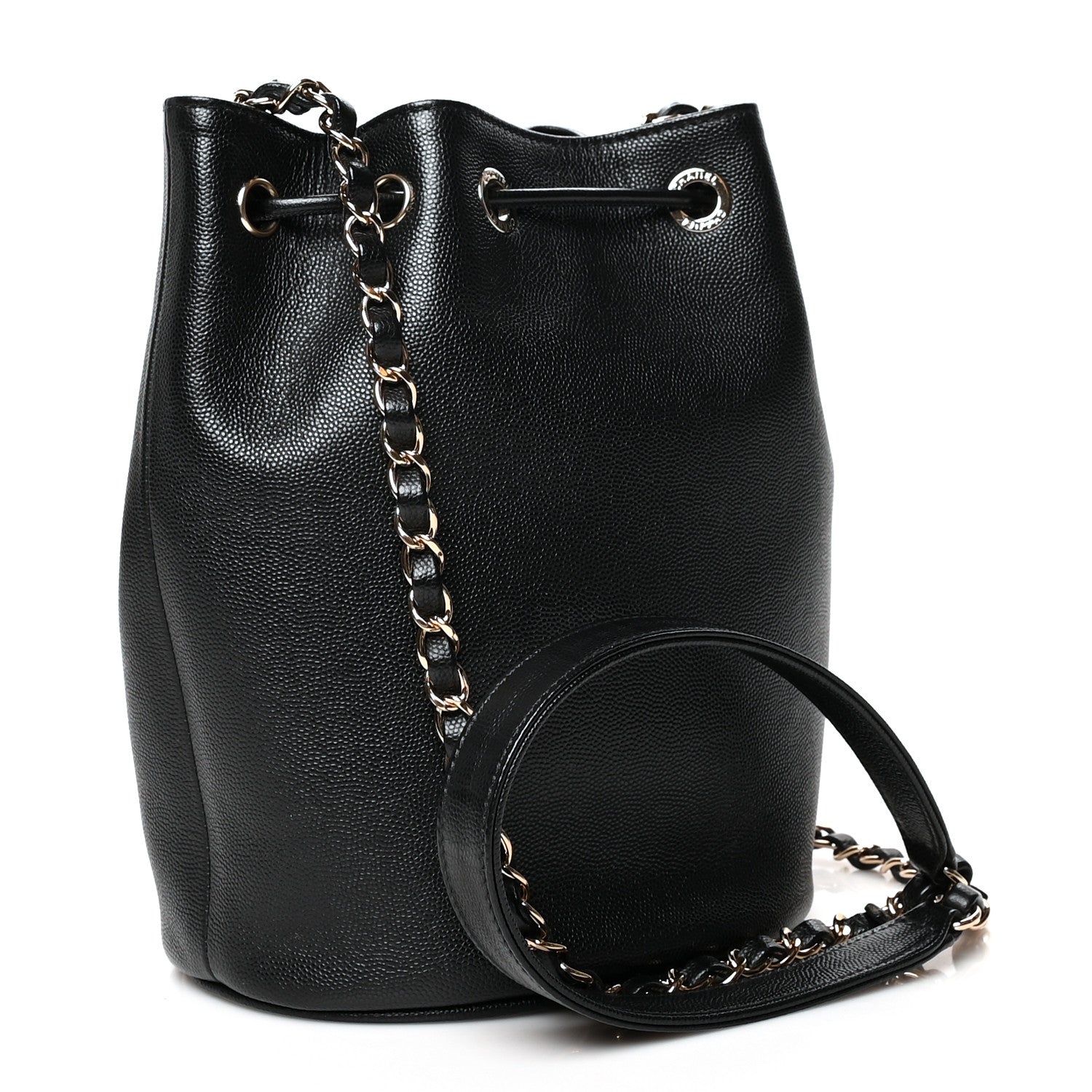 Chanel Caviar Deauville Drawstring Bucket Bag Black 3 of 10