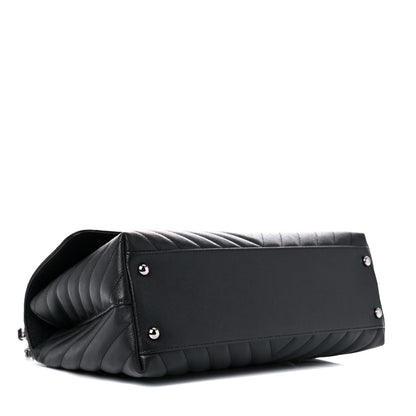 Chanel Caviar Chevron Quilted Medium Coco Handle Flap Black 4 of 11