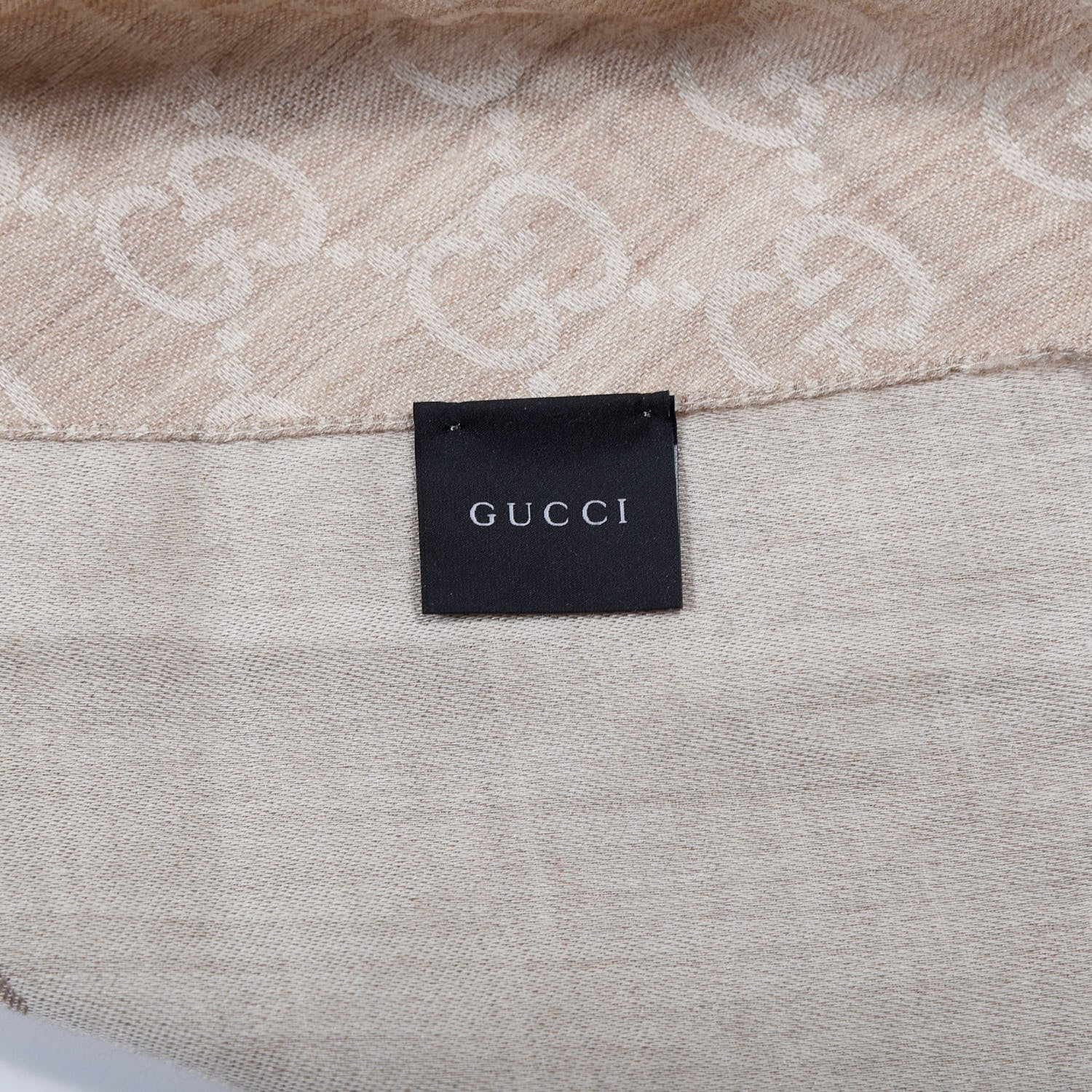Gucci Wool Silk GG Monogram GGNat Scarf Sand 3 of 3
