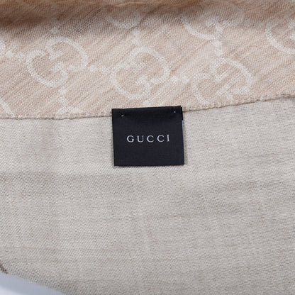 Gucci Wool Silk GG Monogram GGNat Scarf Sand 3 of 3