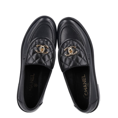 Chanel Lambskin Quilted CC Turnlock Loafers 38.5 Black 2 of 8