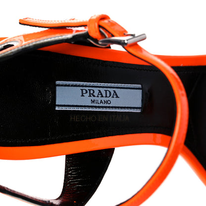 Prada Patent Flame Wedge Sandals 36.5 Arancio Fluo 11 of 11