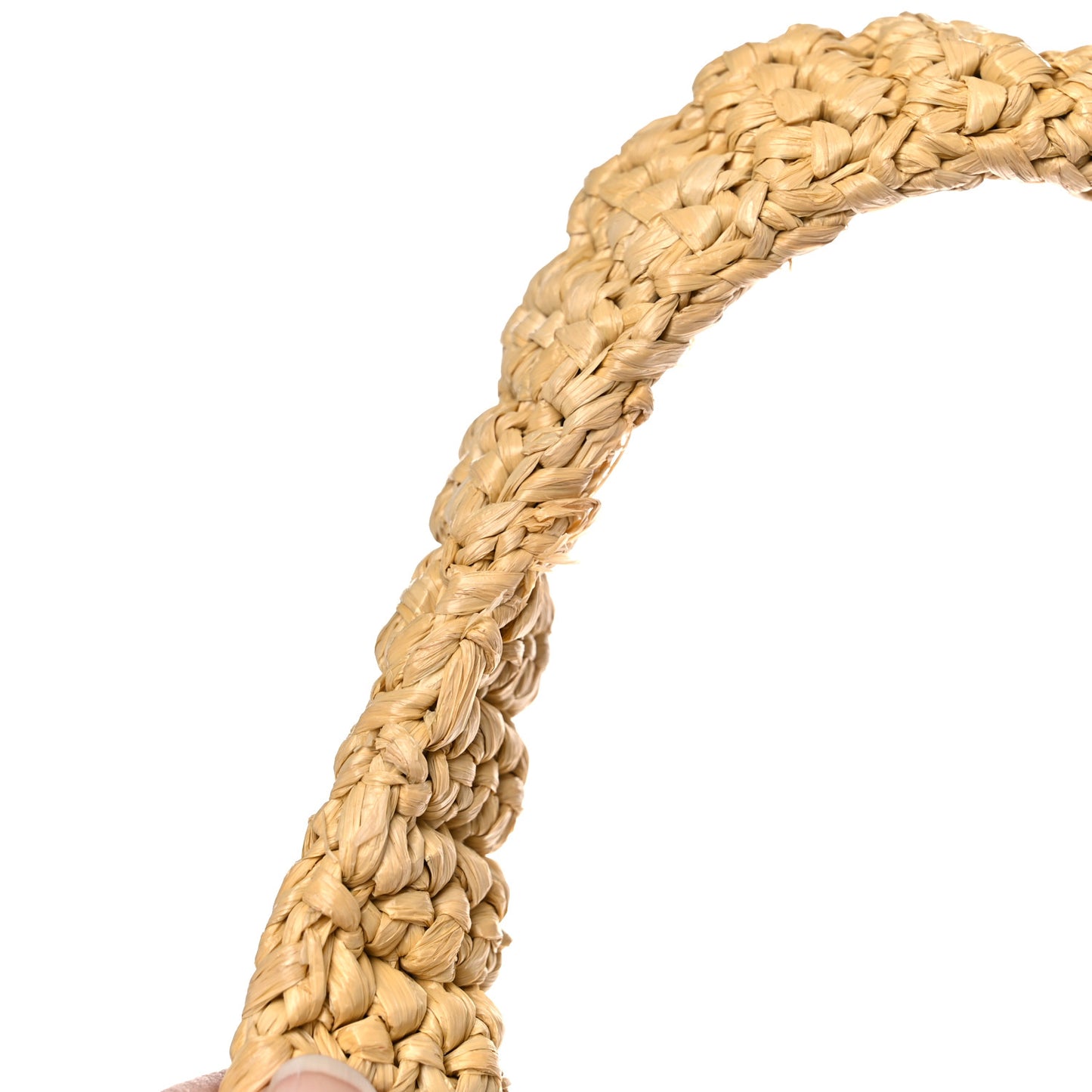 Yarn Raffia Effect Crochet Embroidered Logo Tote Naturale