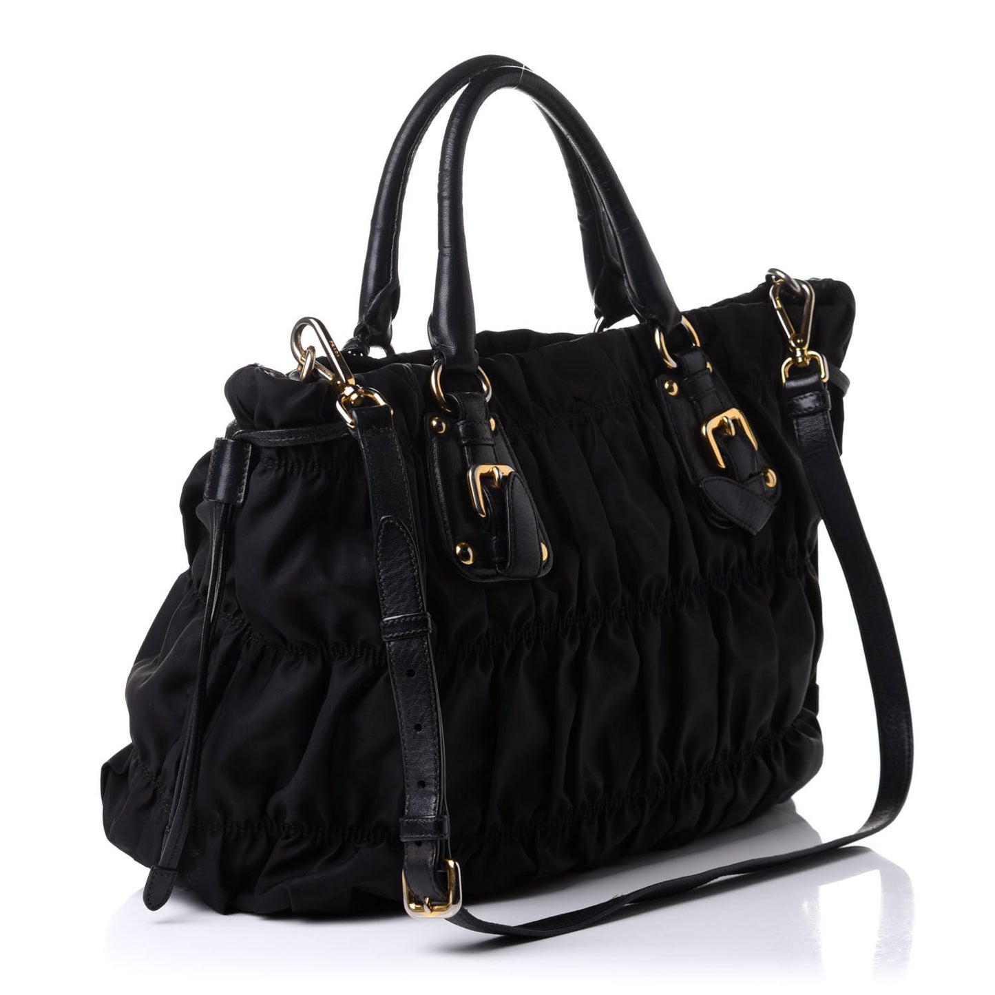 Tessuto Nylon Gaufre Drawstring Tote Black