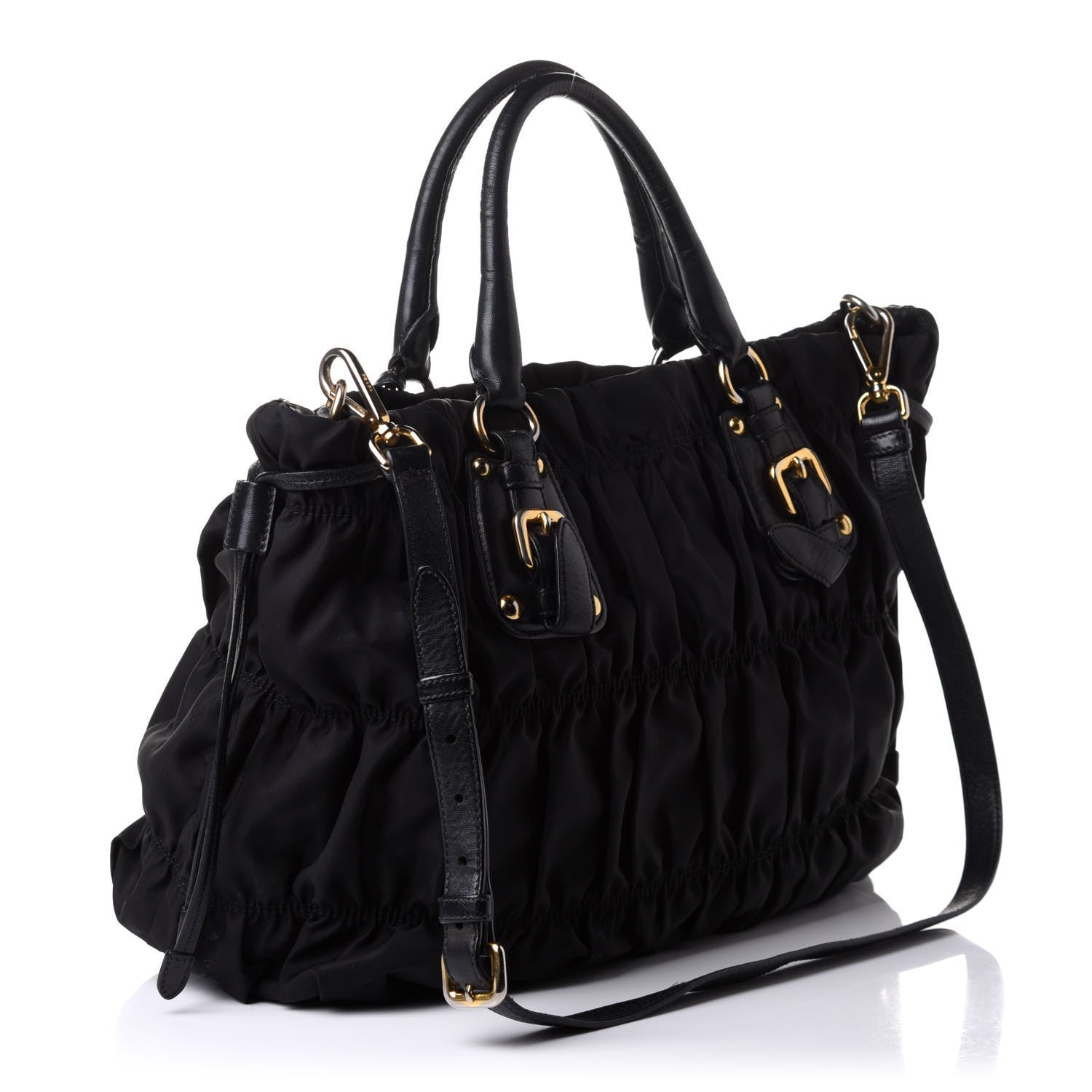Prada Tessuto Nylon Gaufre Drawstring Tote Black 3 of 12