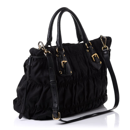 Prada Tessuto Nylon Gaufre Drawstring Tote Black 3 of 12