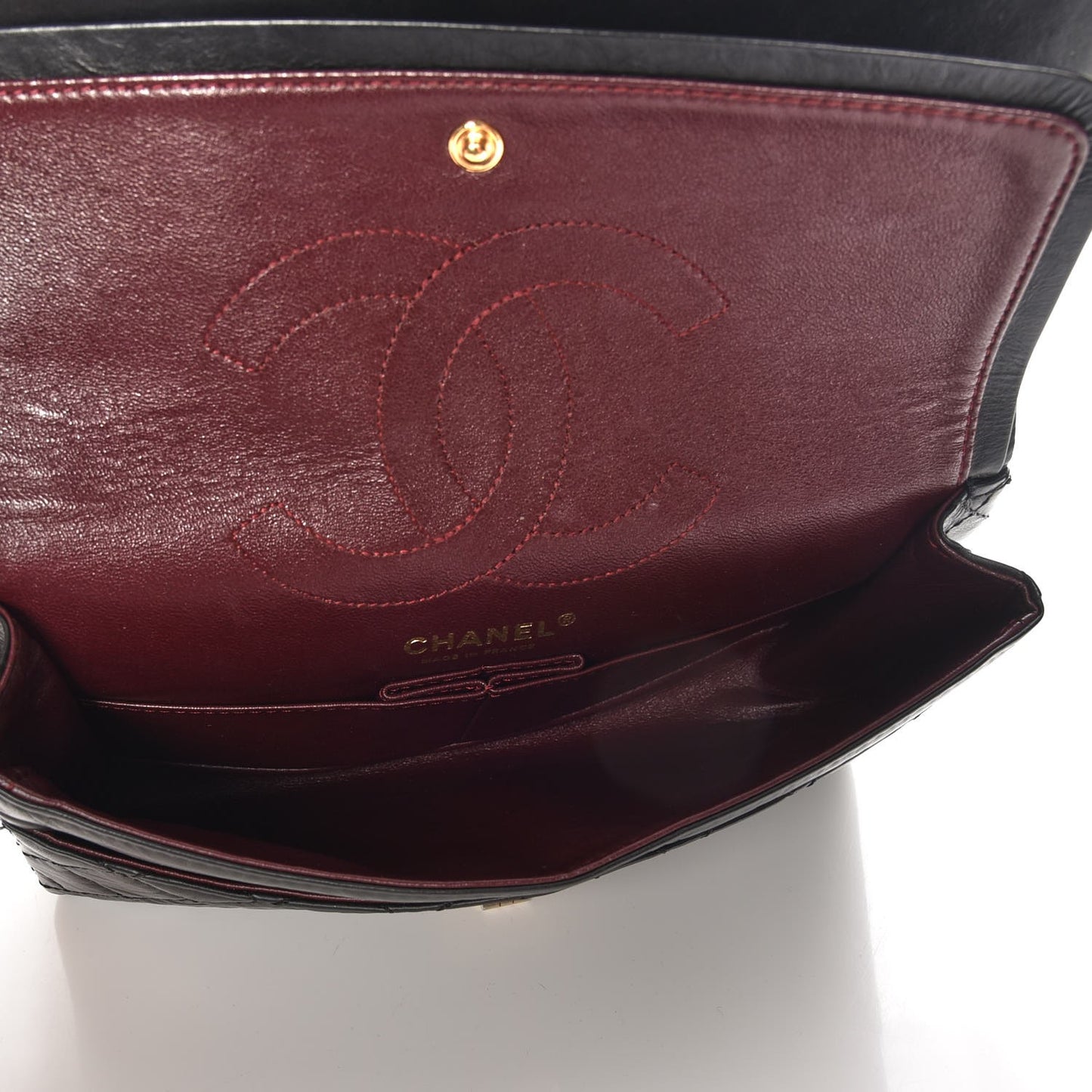 Aged Calfskin Quilted 2.55 Pearls Reissue 225 Flap Black