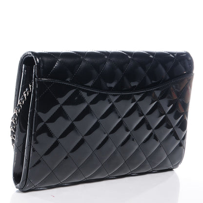 Chanel Striated Patent Quilted Clutch Flap Black 3 of 9