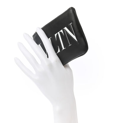 Valentino Garavani Calfskin VLTN Zip Pouch Black White 2 of 6