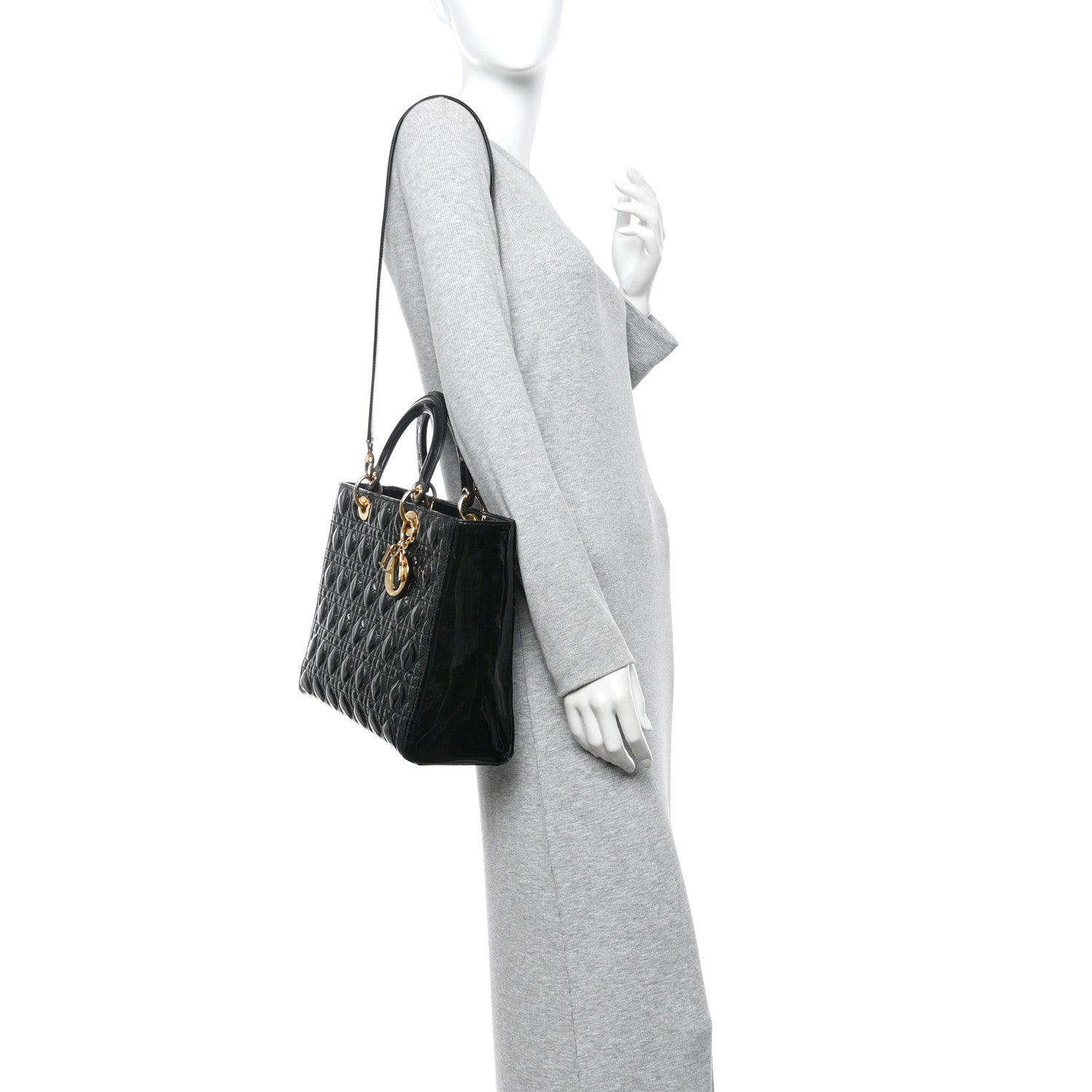 Christian Dior Patent Cannage Large Lady Dior Black 2 of 16