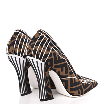 Fendi Lycra Film FF FFreedom Decollete Pumps 36.5 Tobacco Moro White 3 of 8