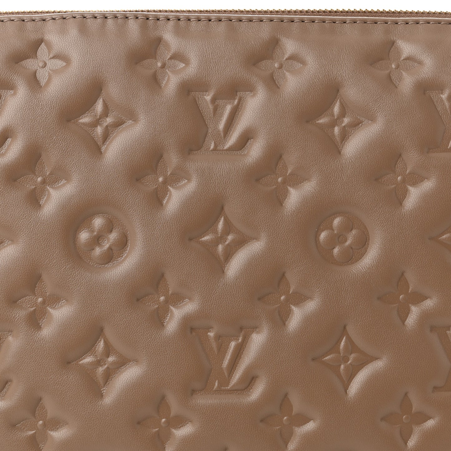 Lambskin Embossed Monogram Coussin PM Taupe