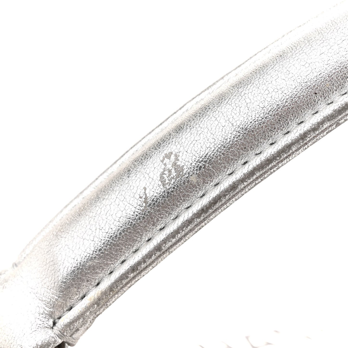 Metallic Lambskin Quilted Small Trendy CC Flap Dual Handle Bag Silver