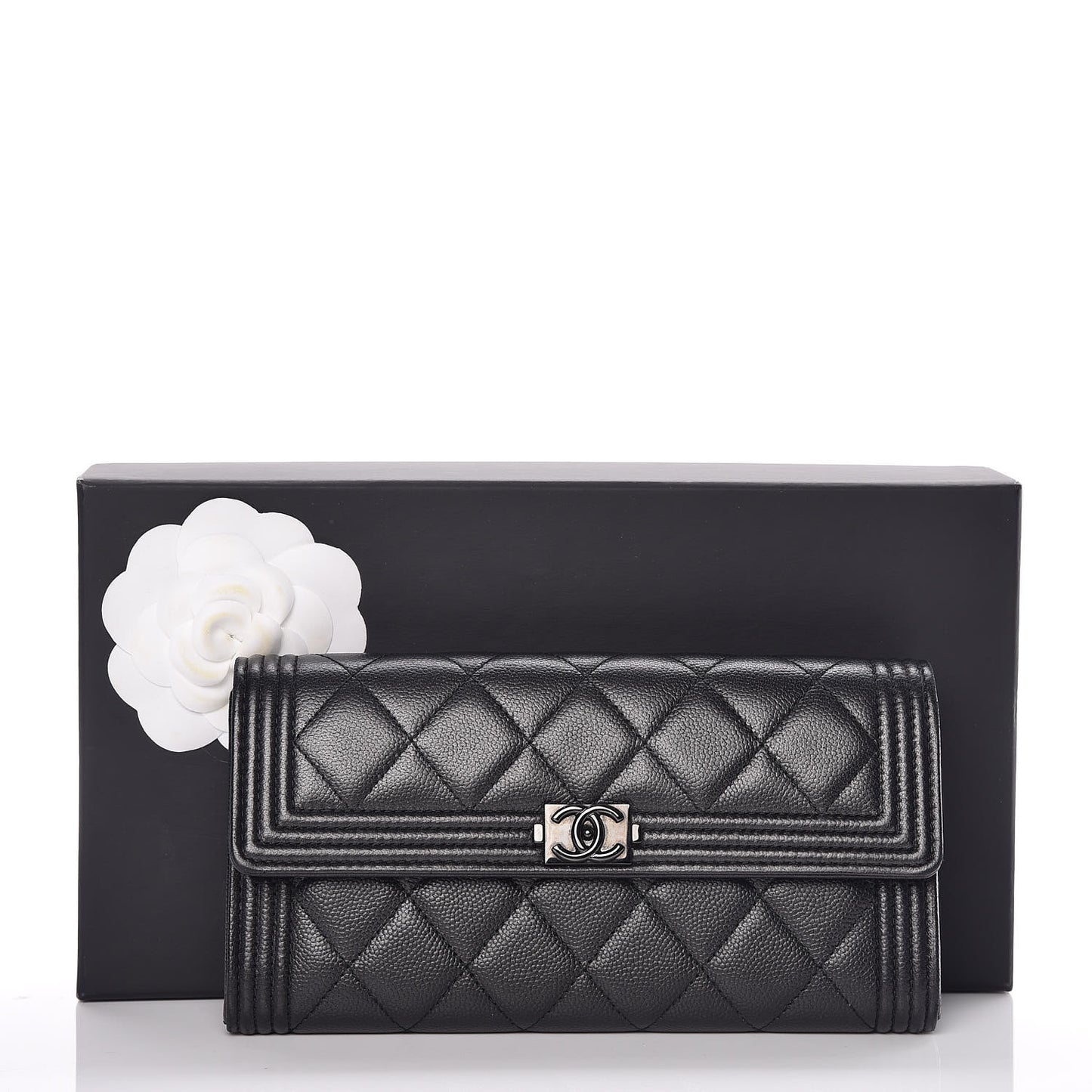 Caviar Quilted Boy Flap Wallet So Black