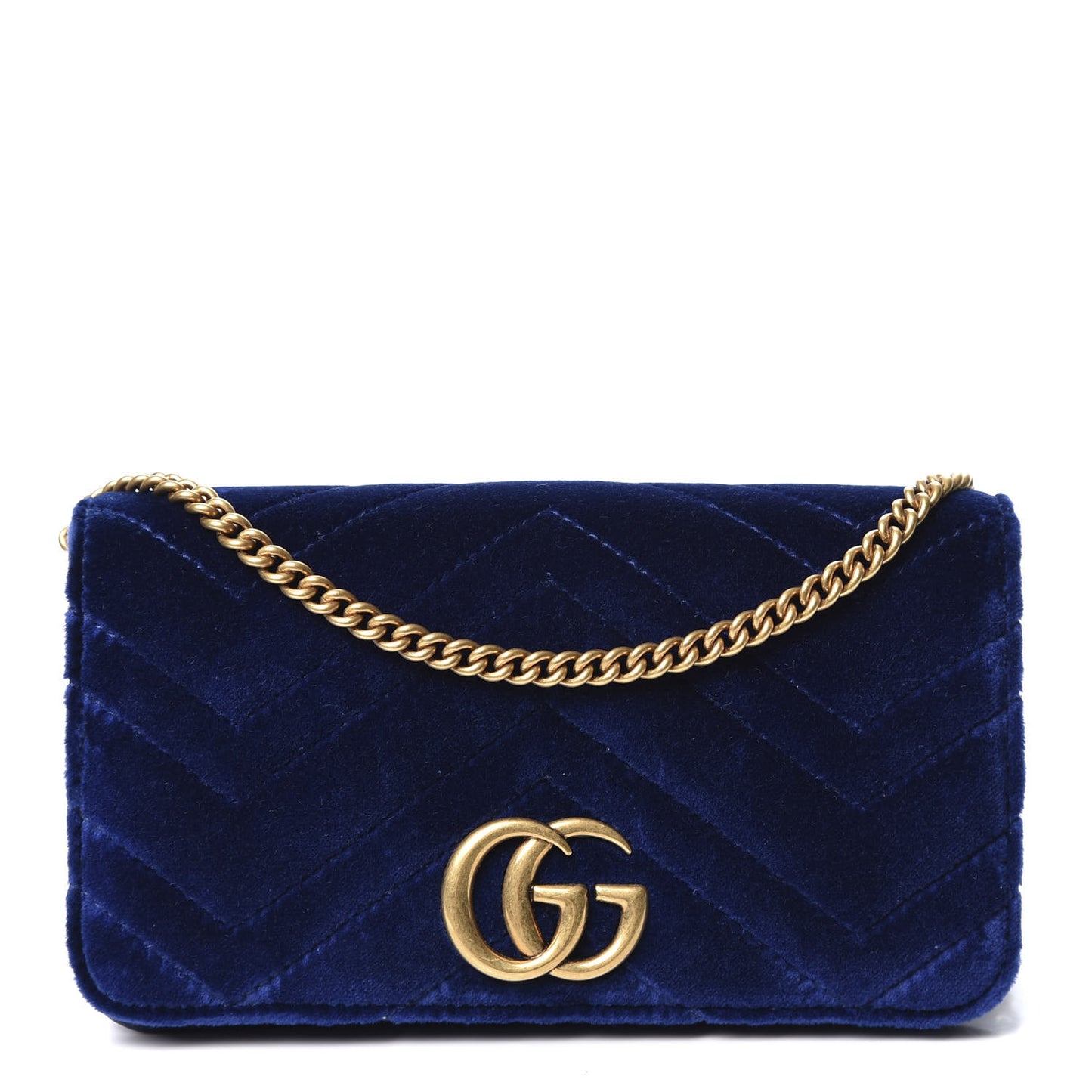 Velvet Matelasse GG Marmont Mini Bag Cobalt Blue