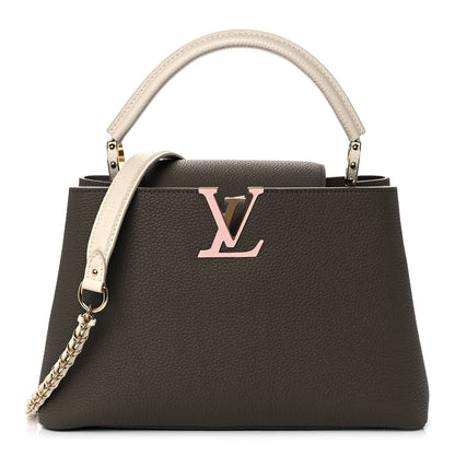 Louis Vuitton Taurillon Capucines MM Smokey Brown Green Creme Pink 1 of 8