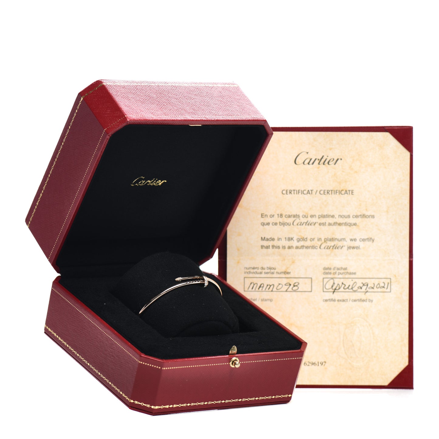 18K Pink Gold Diamond Small Juste Un Clou Bracelet 17