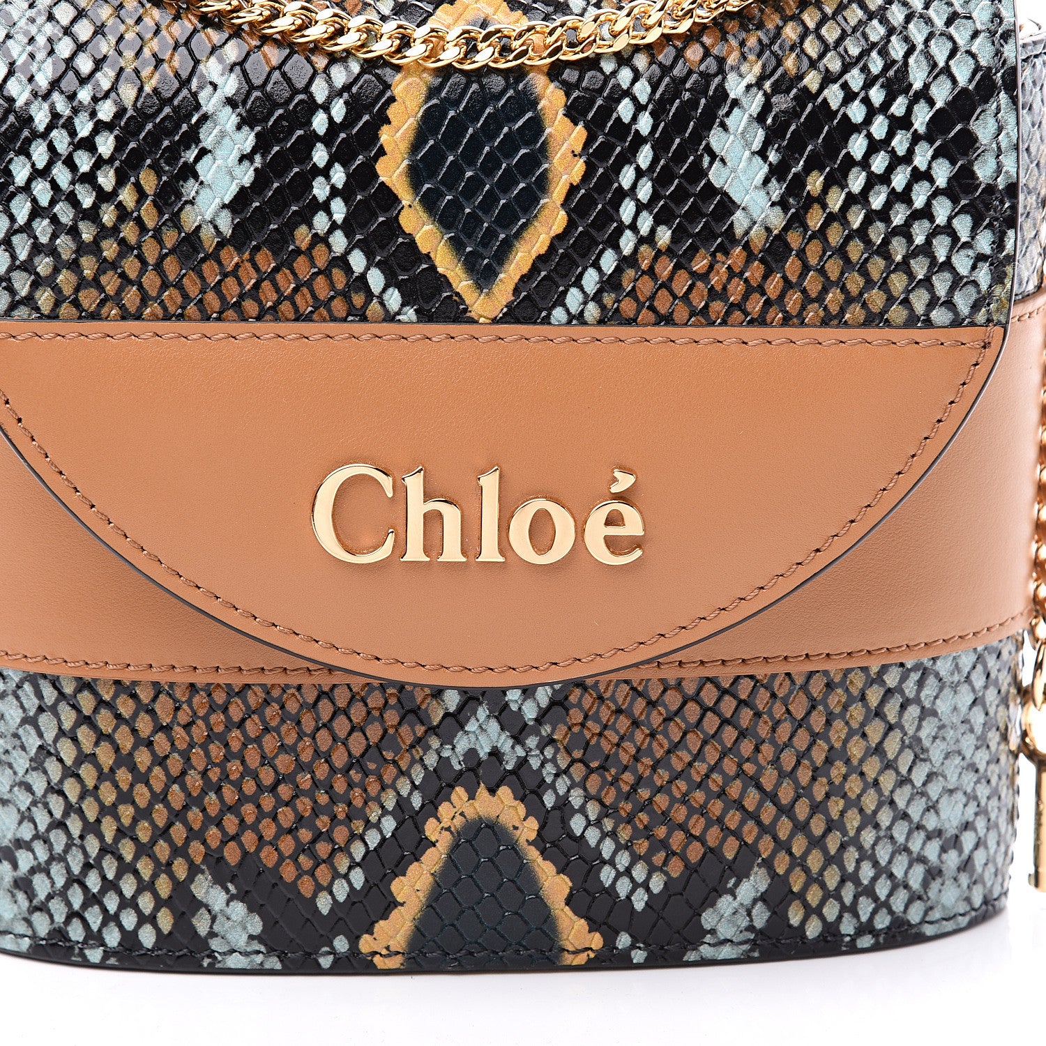 Chloe Calfskin Python Embossed Small Aby Lock Faded Blue 10 of 10
