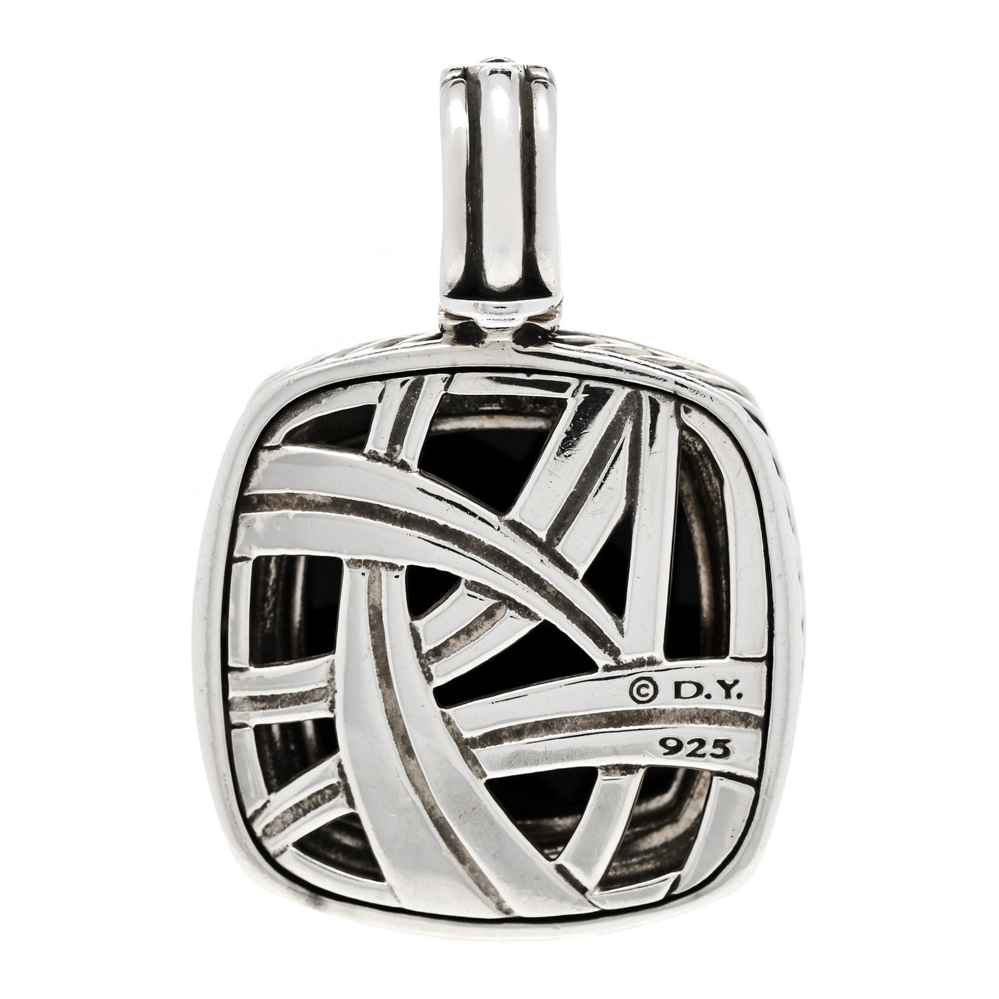 Sterling Silver Diamond Black Onyx 16mm Albion Enhancer Pendant