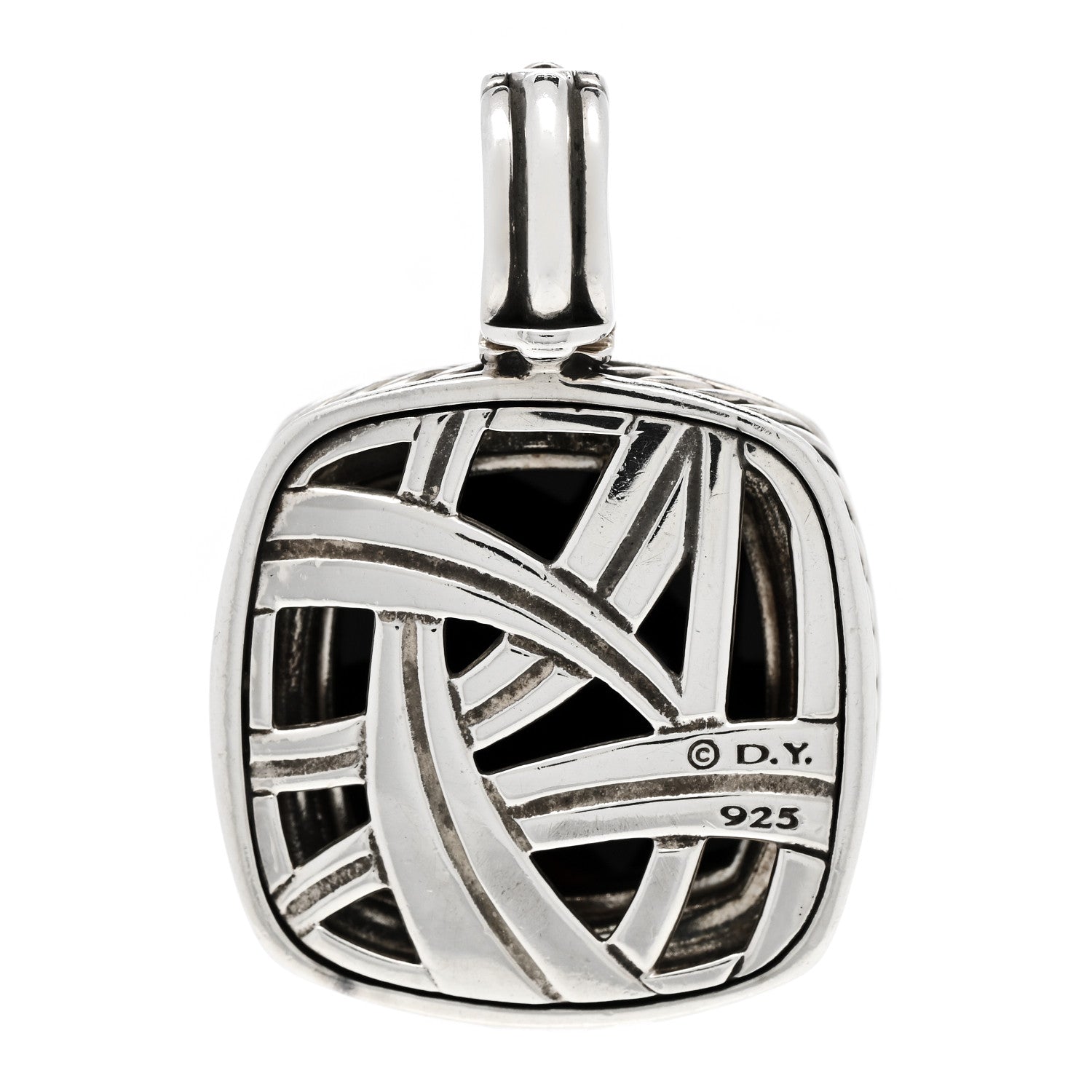 David Yurman Sterling Silver Diamond Black Onyx 16mm Albion Enhancer Pendant 3 of 4