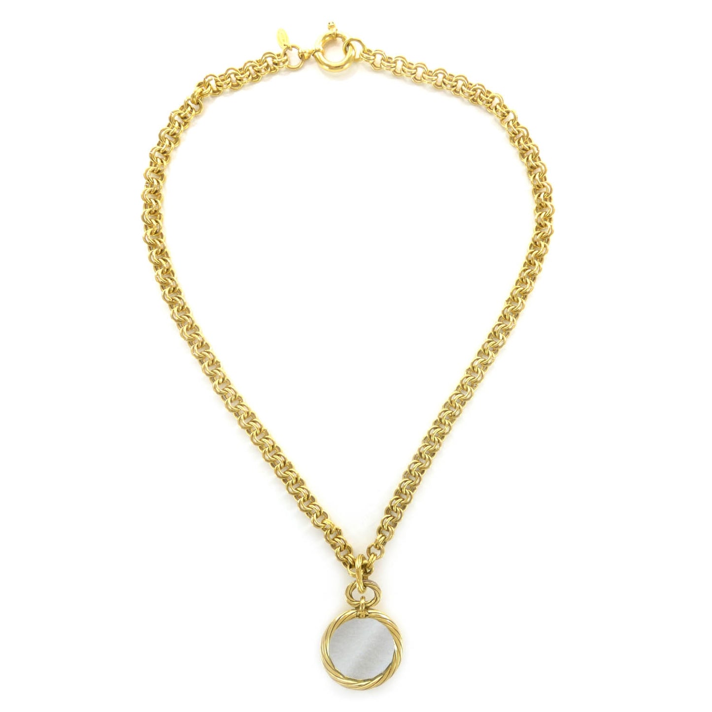 CC Mirror Long Necklace Gold