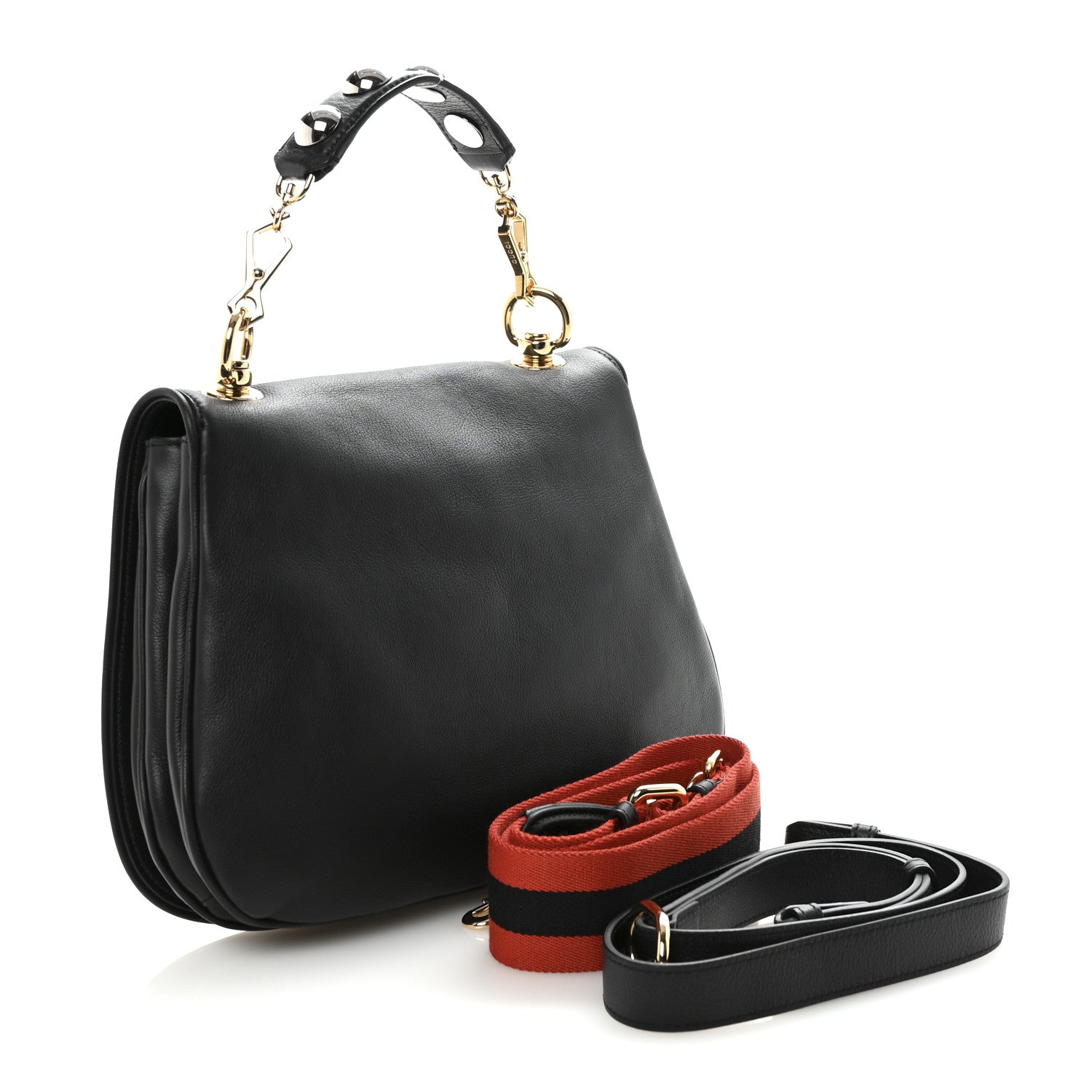 Gucci Roxy Calfskin Web Medium Studded Blondie Shoulder Flap Bag