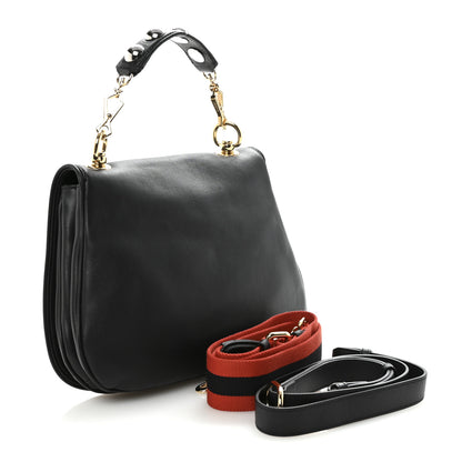 Gucci Roxy Calfskin Web Medium Studded Blondie Shoulder Flap Bag Black 3 of 9