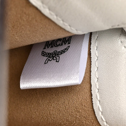 MCM Grained Calfskin Medium Milla Convertible Backpack White Flake 6 of 13