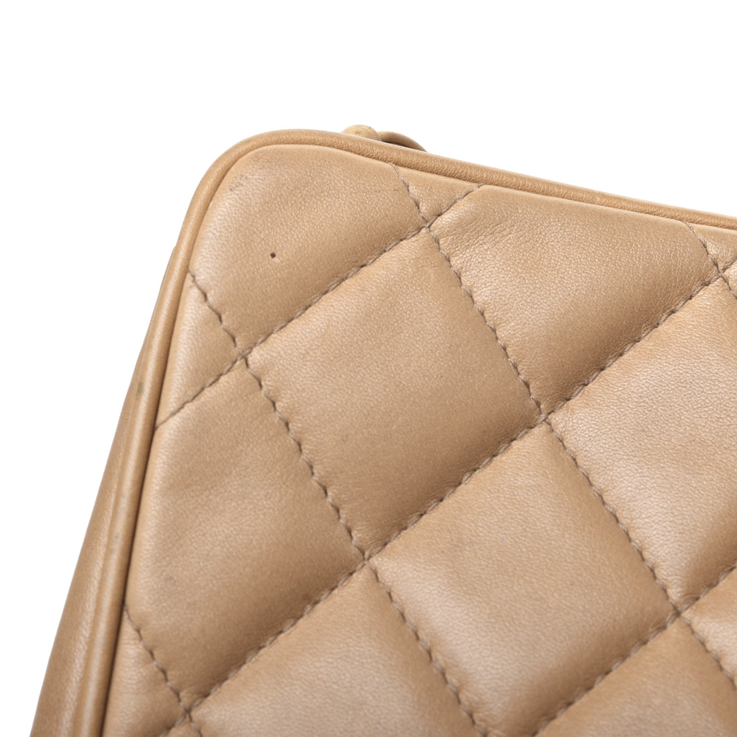 Chanel Lambskin Quilted Cosmetic Zip Pouch Beige 19 of 21