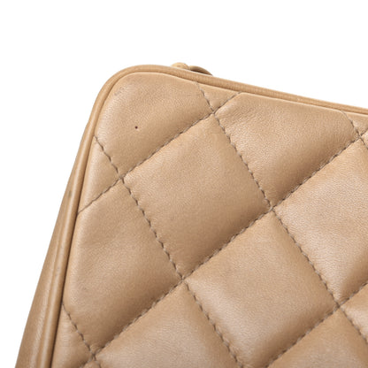 Chanel Lambskin Quilted Cosmetic Zip Pouch Beige 19 of 21