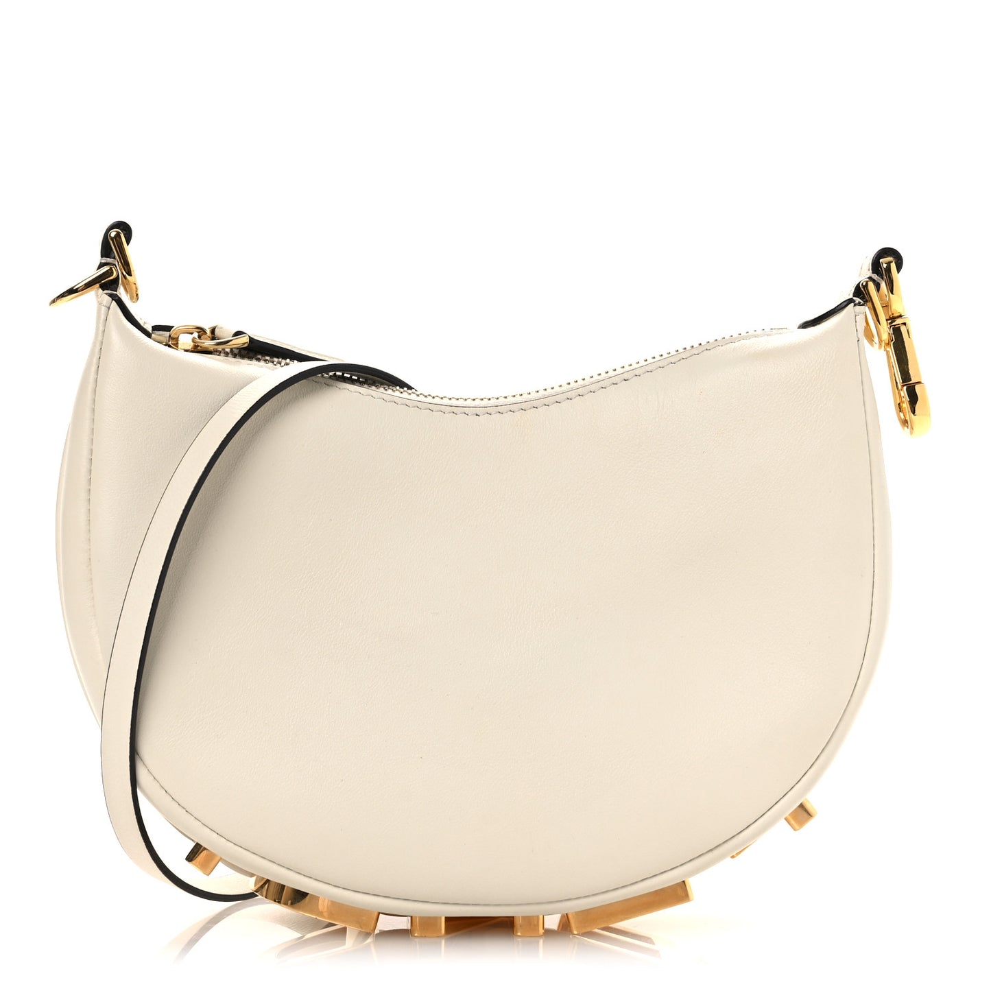 Vitello Grace Matte Mini Fendigraphy Hobo Bag White Ice