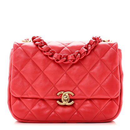 Chanel Lambskin Quilted Small Lacquered Chain Flap Red 1 of 10