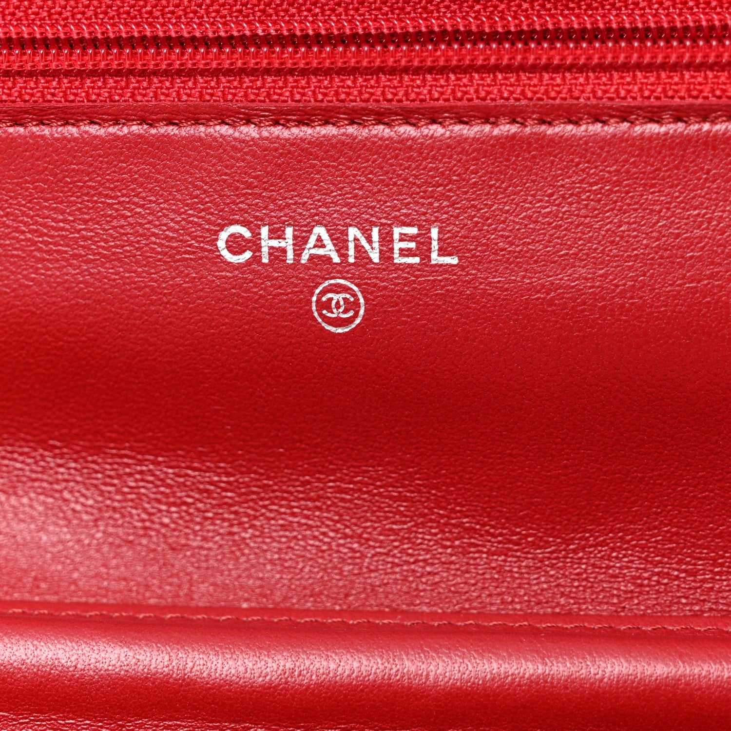 Chanel Lambskin Quilted Wallet On Chain WOC Red 6 of 12