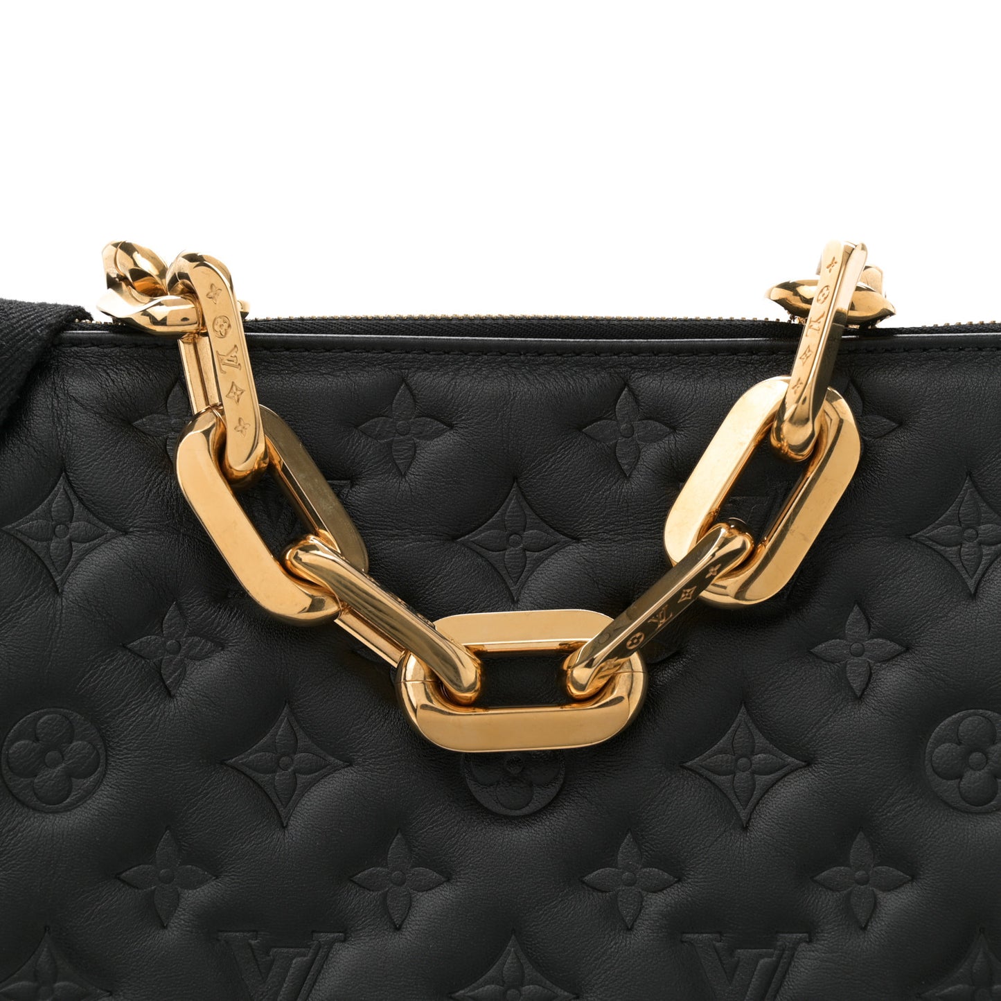 Lambskin Embossed Monogram Coussin MM Black