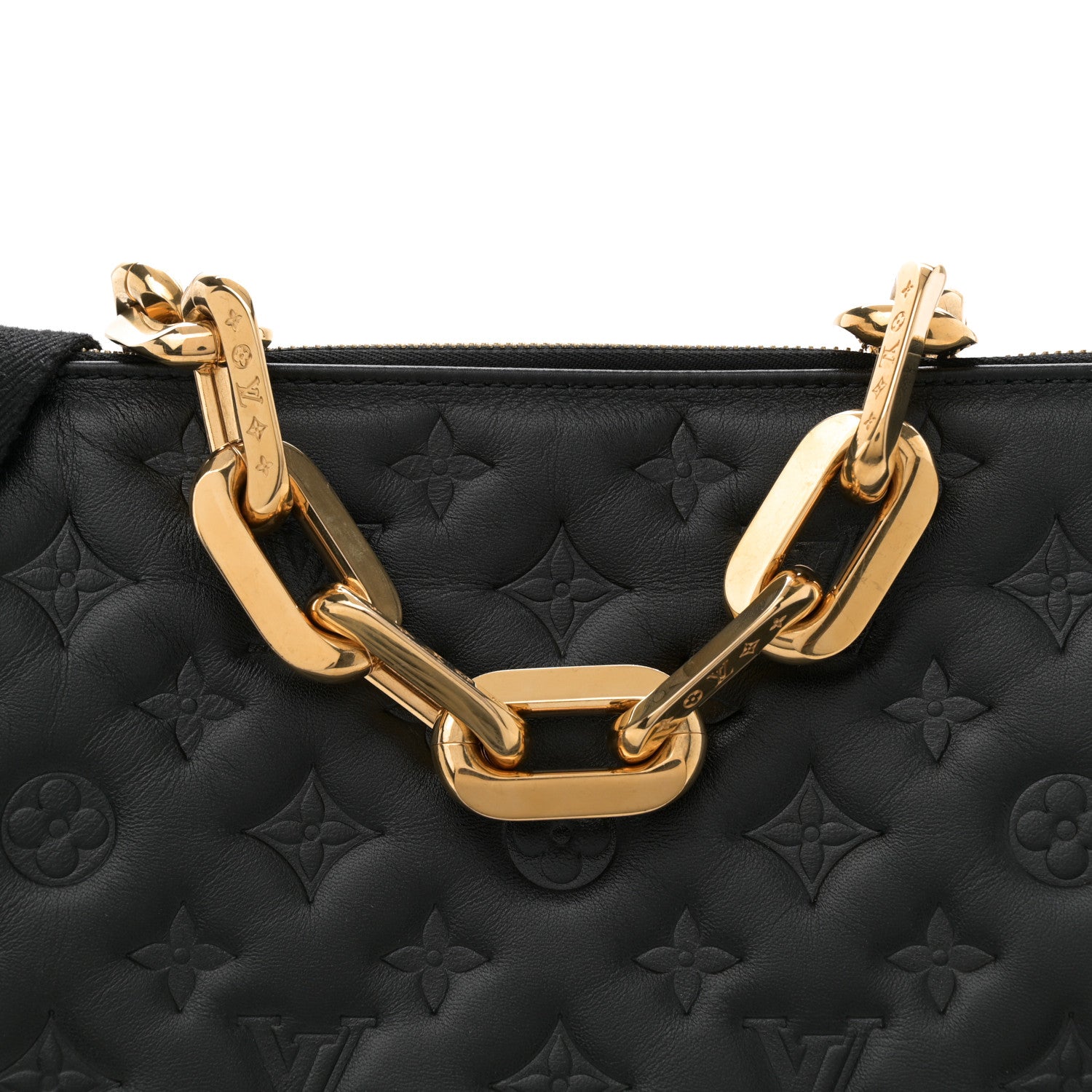 Louis Vuitton Lambskin Embossed Monogram Coussin MM Black 8 of 11