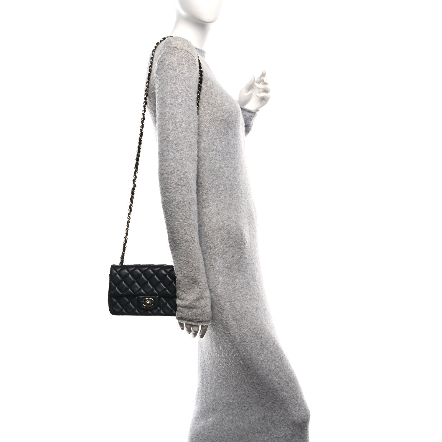 Chanel Lambskin Quilted Mini Rectangular Flap Black 2 of 12