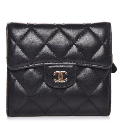Chanel Lambskin Quilted Small Compact Wallet Black 1 of 8