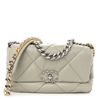 Chanel Lambskin Quilted Medium Chanel 19 Flap Light Grey 1 of 10