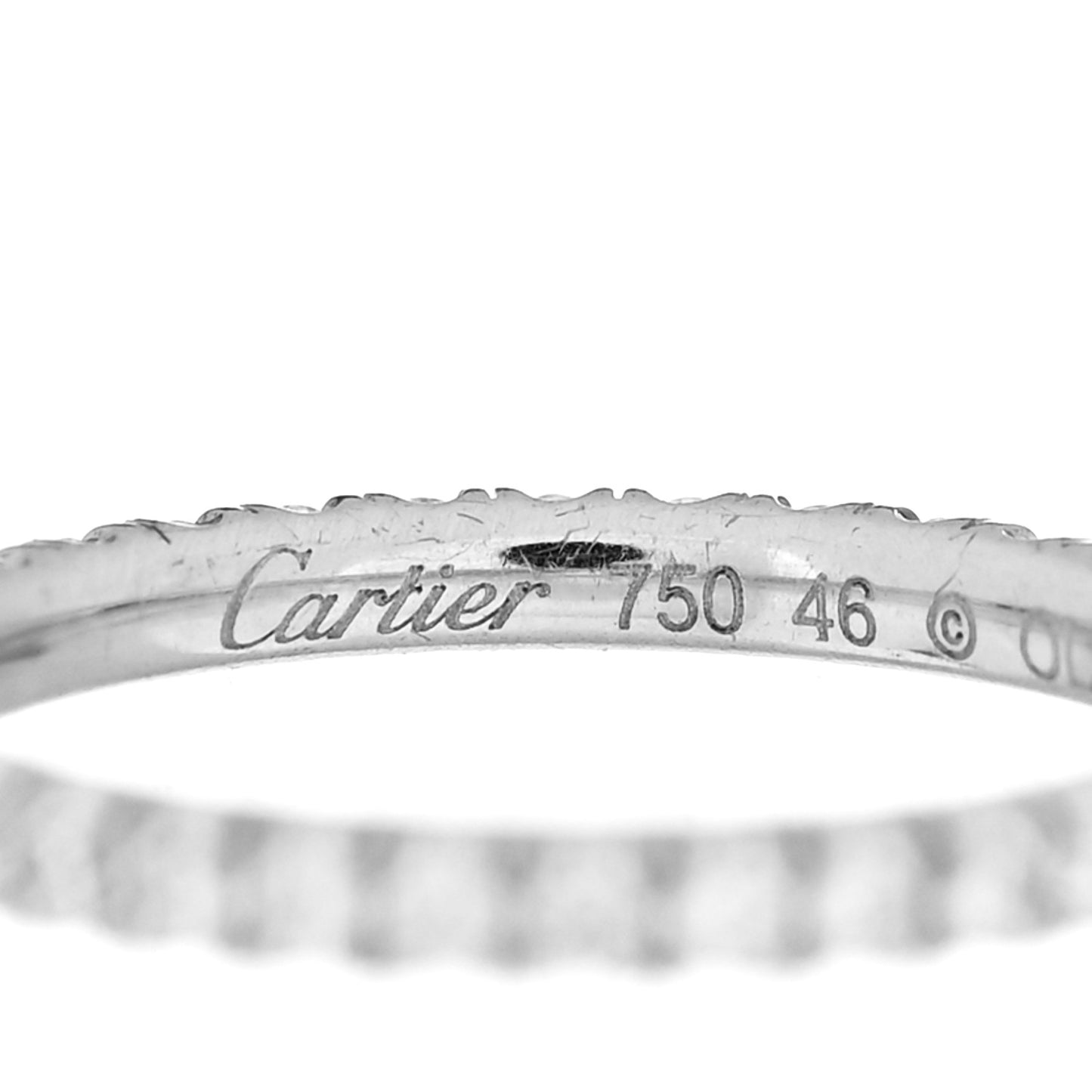 18K White Gold Diamond 2mm Etincelle de Cartier Wedding Band Ring 46 3.75