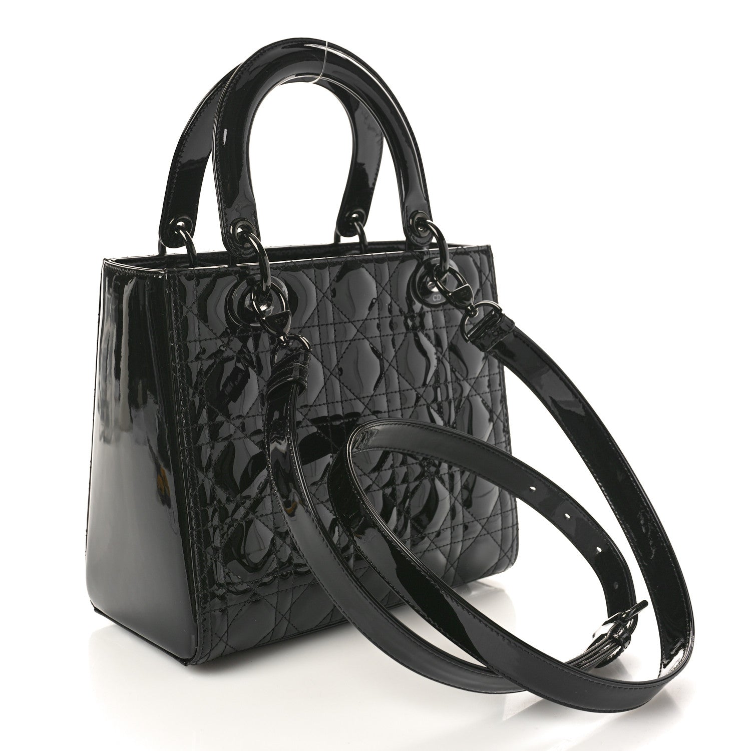 Christian Dior Ultraglossy Patent Cannage Medium Lady Dior Black 3 of 9