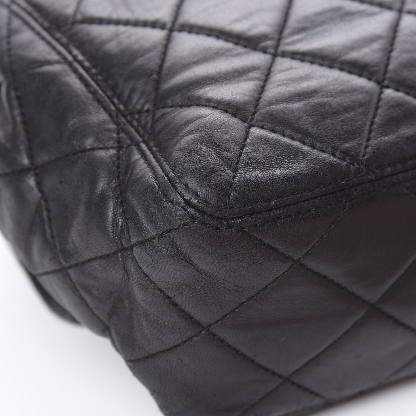 Lambskin Quilted Flap Shoulder Bag Black