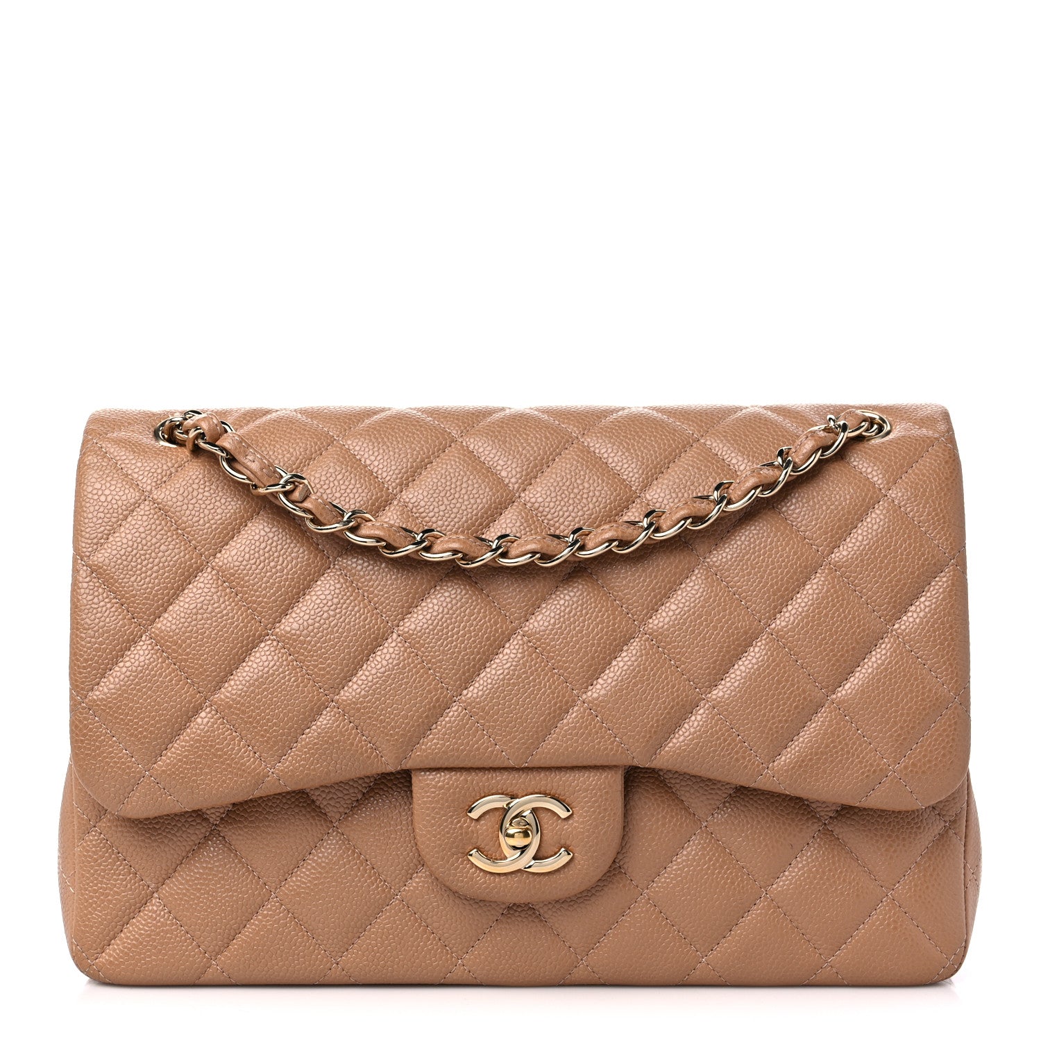 Chanel Caviar Quilted Jumbo Double Flap Dark Beige 1 of 10