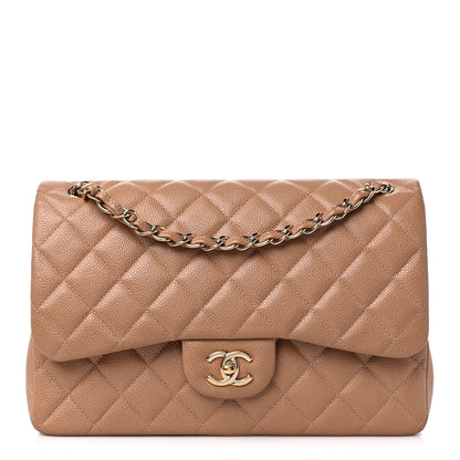 Chanel Caviar Quilted Jumbo Double Flap Dark Beige 1 of 10