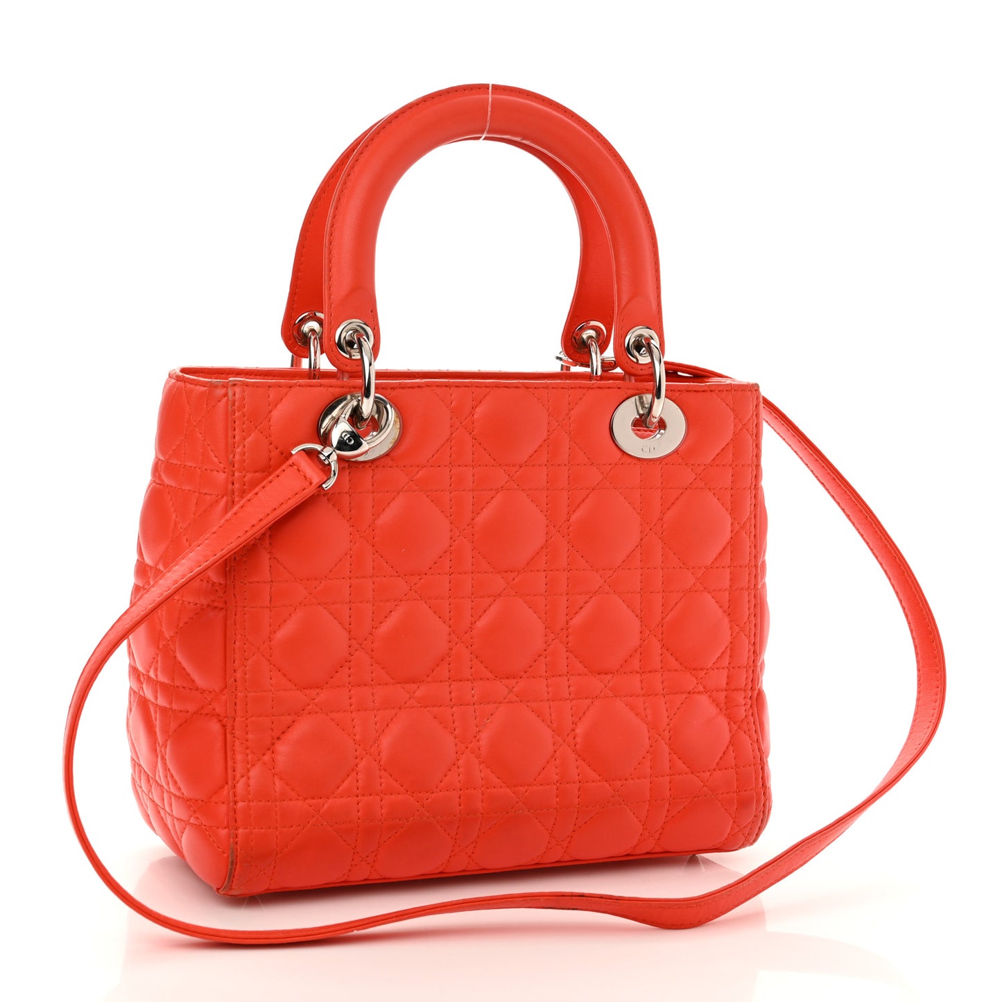 Lambskin Cannage Medium Lady Dior Coral