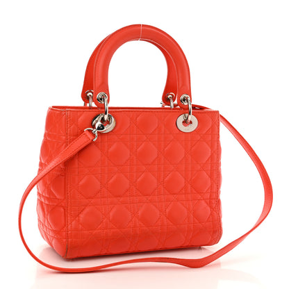 Christian Dior Lambskin Cannage Medium Lady Dior Coral 3 of 18