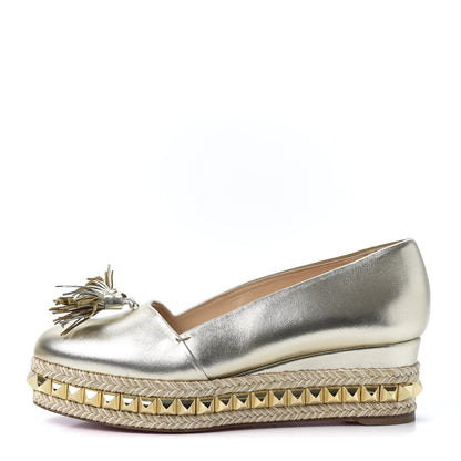 Christian Louboutin Metallic Nappa CA 70 Wedge Espadrilles 36 Platine 1 of 9