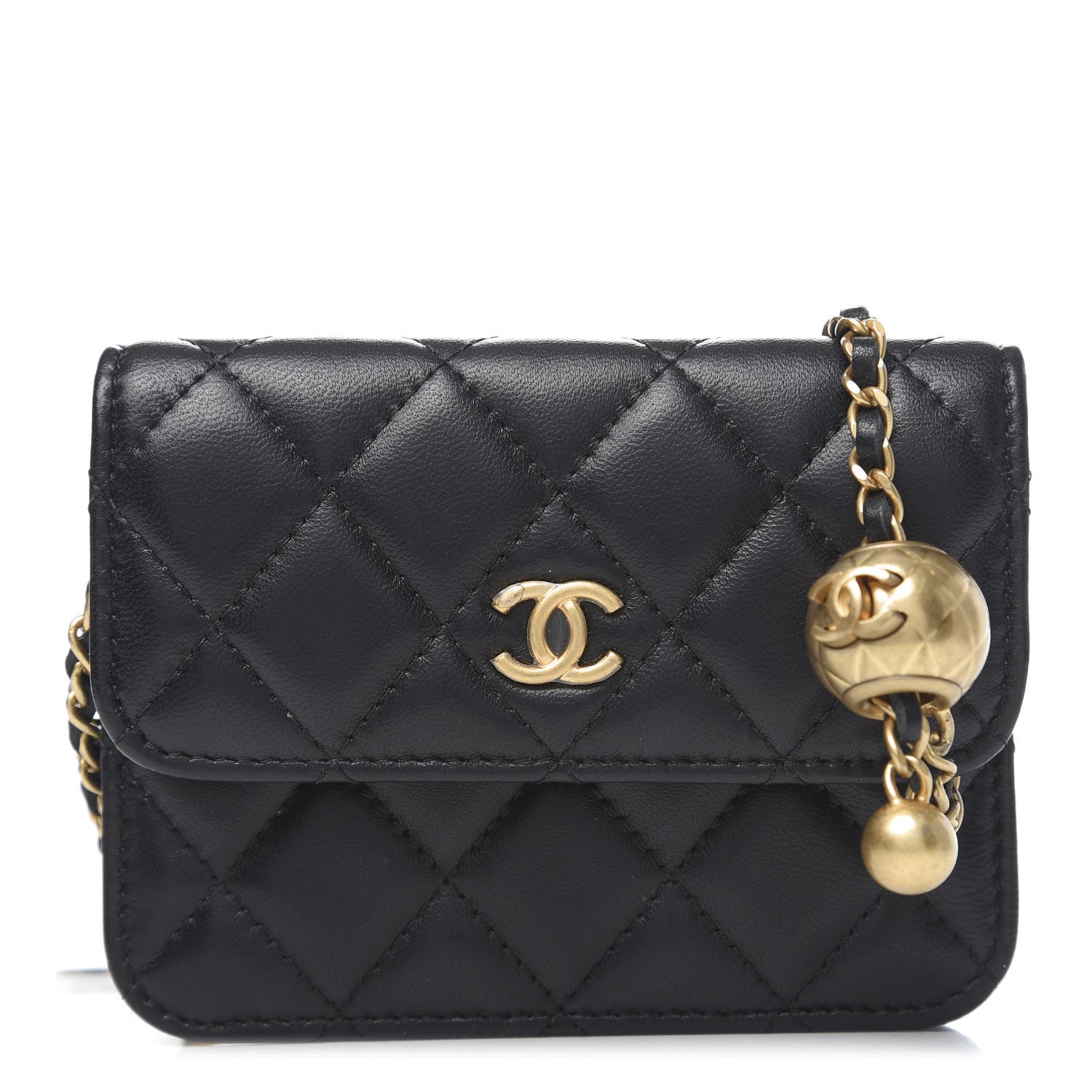 Chanel Lambskin Quilted Pearl Crush Clutch With Chain Black 1 of 12